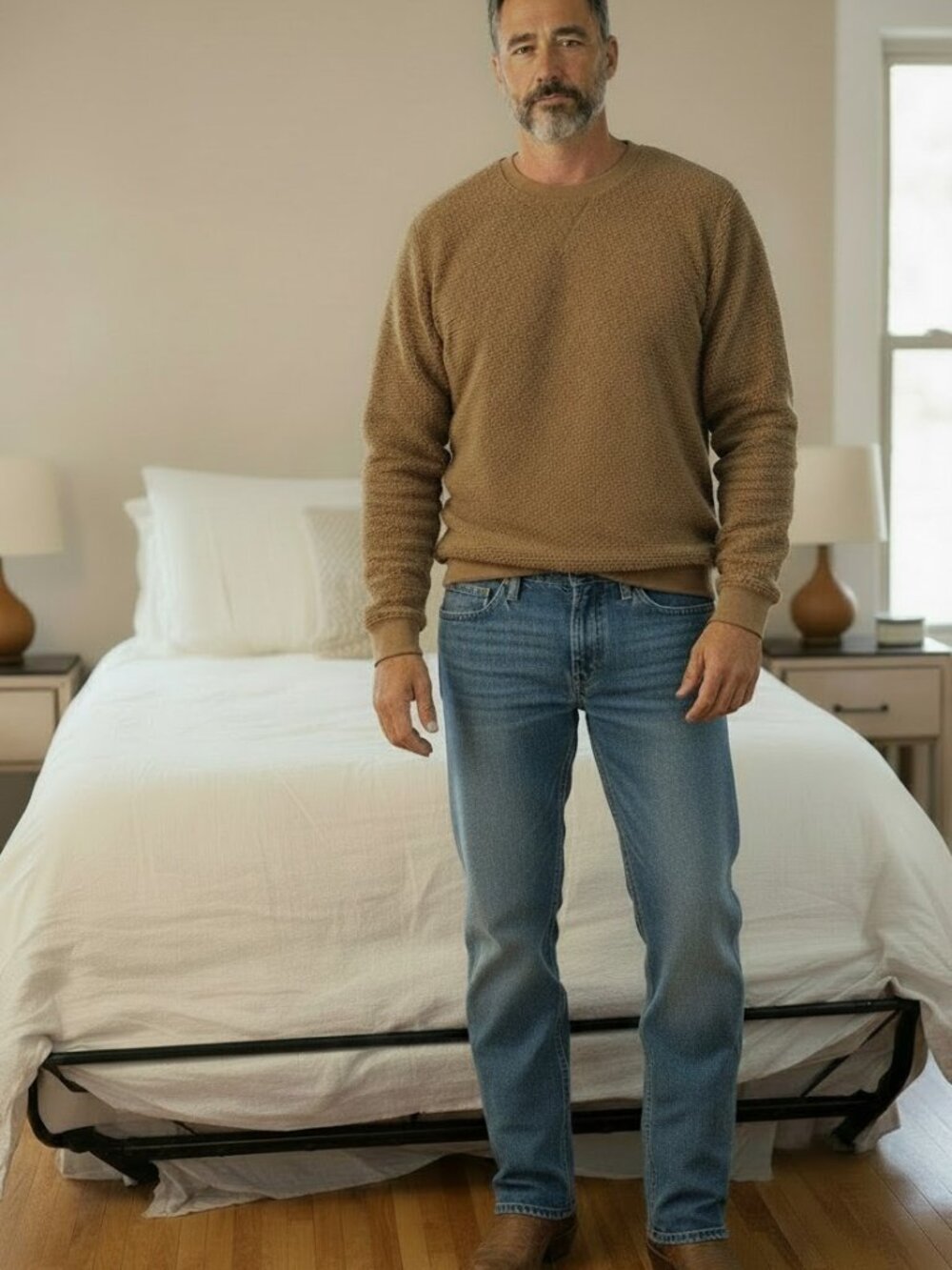 Lands End sherpa polar fleece sweatshirt, tan, mens XL
